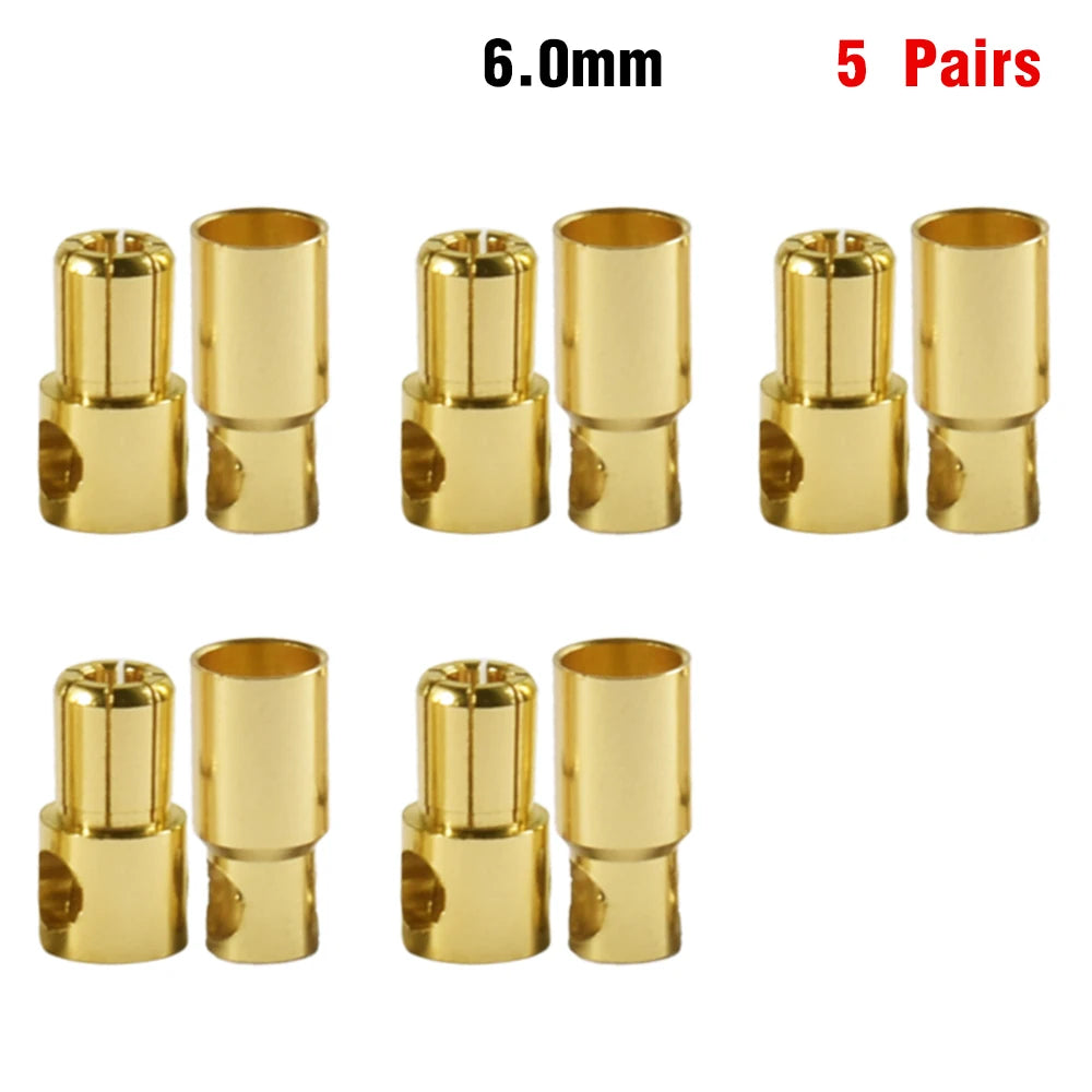 9IMOD 5/10Pair RC Bullet Connectors 2/3/3.5/4.0/5/5.5/6/8mm Male Female Banana Bullet Connector Plug Gold-plated Adapter