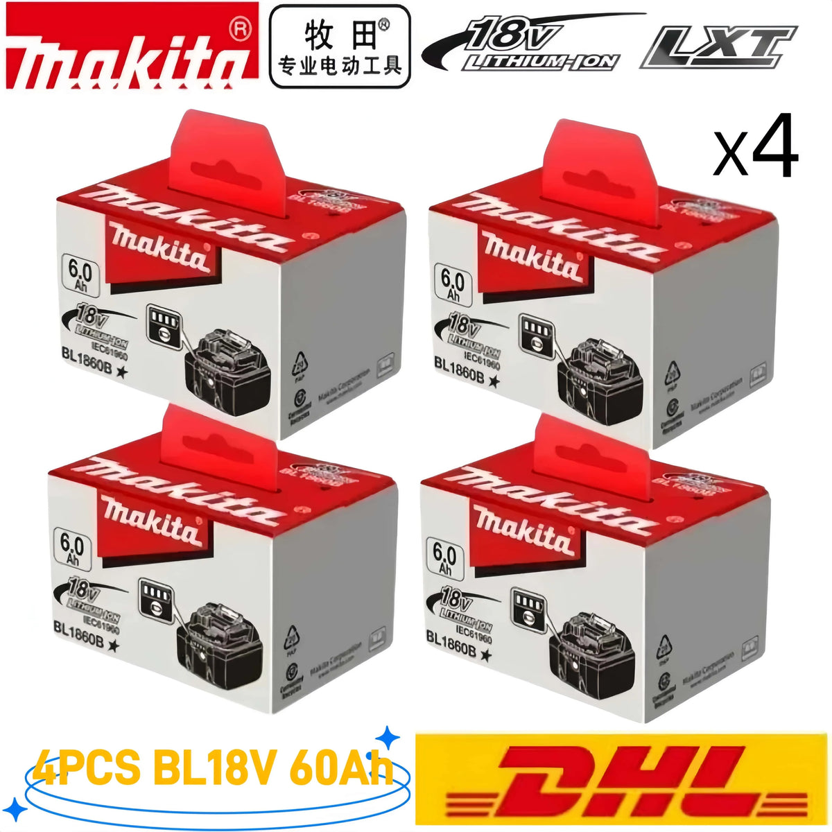 Replace the Original Makita BL1860 18V 6AH Lithium-Ion Makita Battery for Power Tools with BL1850B BL1860B Power Tool Battery