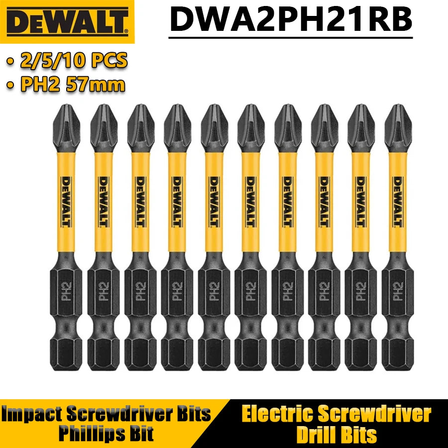 DEWALT 2/5/10PCS PH2 57mm Impact Screwdriver Bits Phillips B