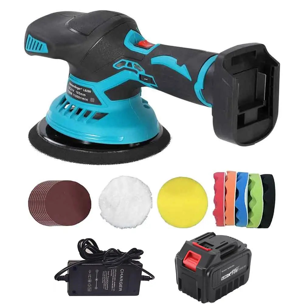 Heimerdinger 18V 150mm Cordless Mini Polisher Power Tools 1100W 11000rpm 6-Speed Low Noise Car/Furniture Polish