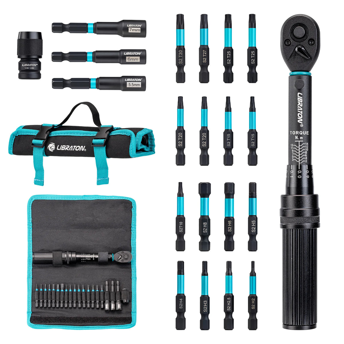 1/4 2-14Nm Bike Torque Wrench 21pcs Bike Torque Wrench Set S