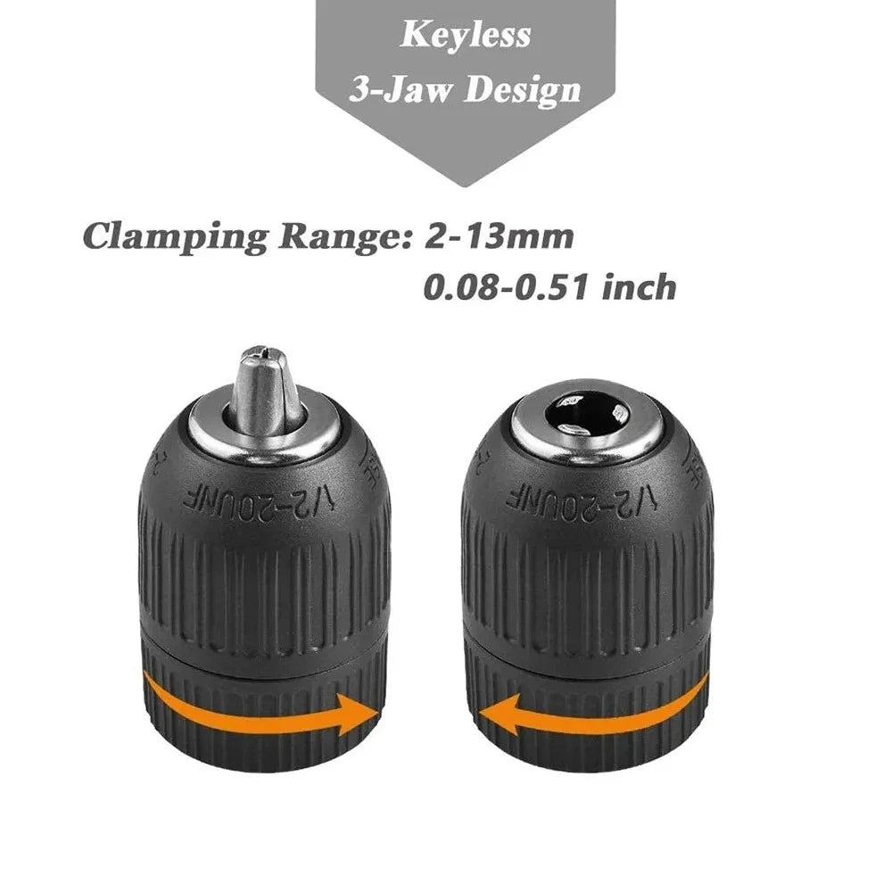 Drill Chuck With 1/2inch Chuck Socket Square Female Adapter 