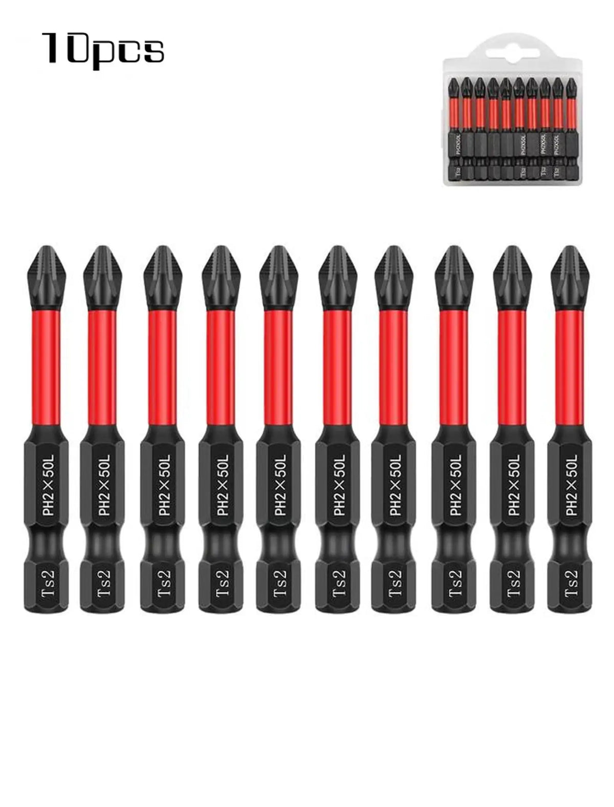 10 20pcs Magnetic PH2 Screwdriver Bits Set 50mm S2 Steel Impact Resistant Non Slip High Hardness Drill Bit Tools for Home Repair