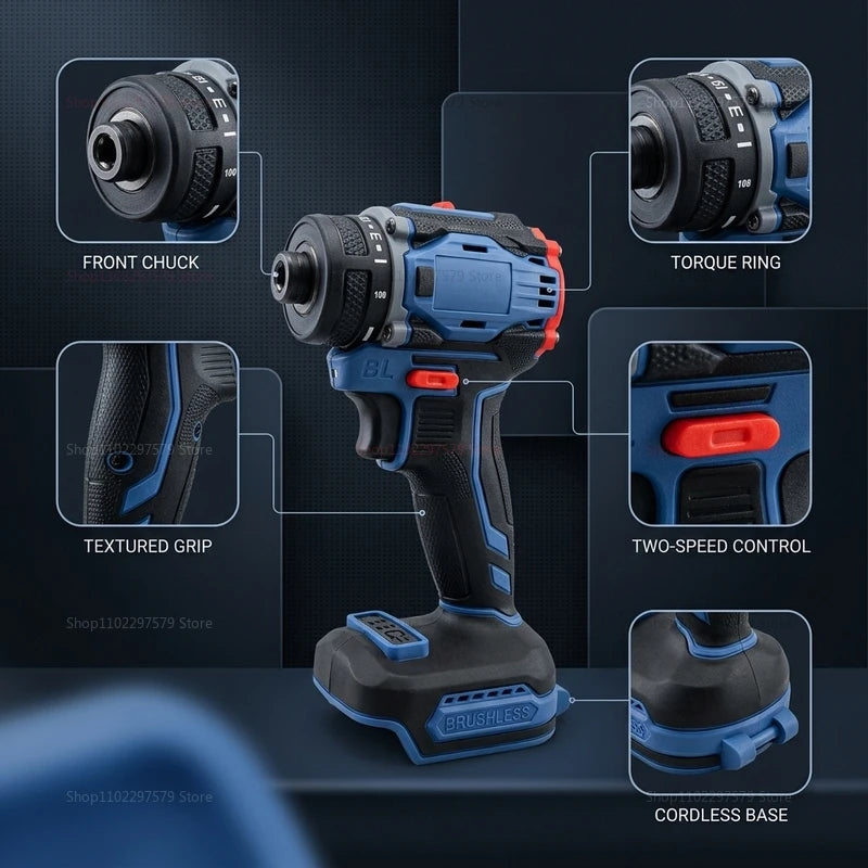 Brushless Electric Screwdriver 1/4 Inch 4000RPM Dual Speed C