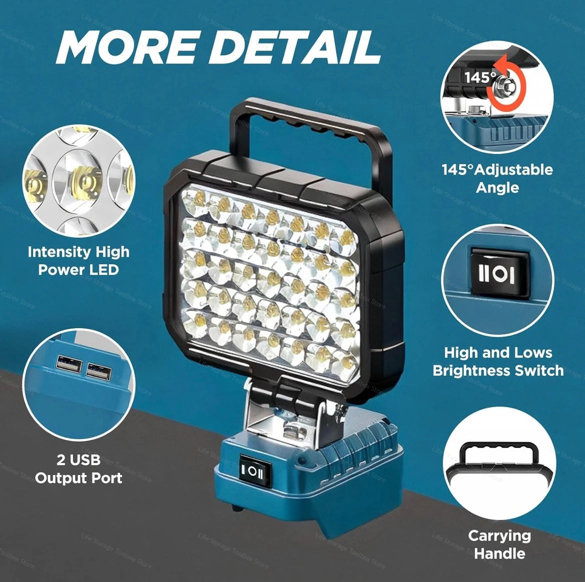 For Makita 18V 21V Li-ion Battery Work Light Portable Light 