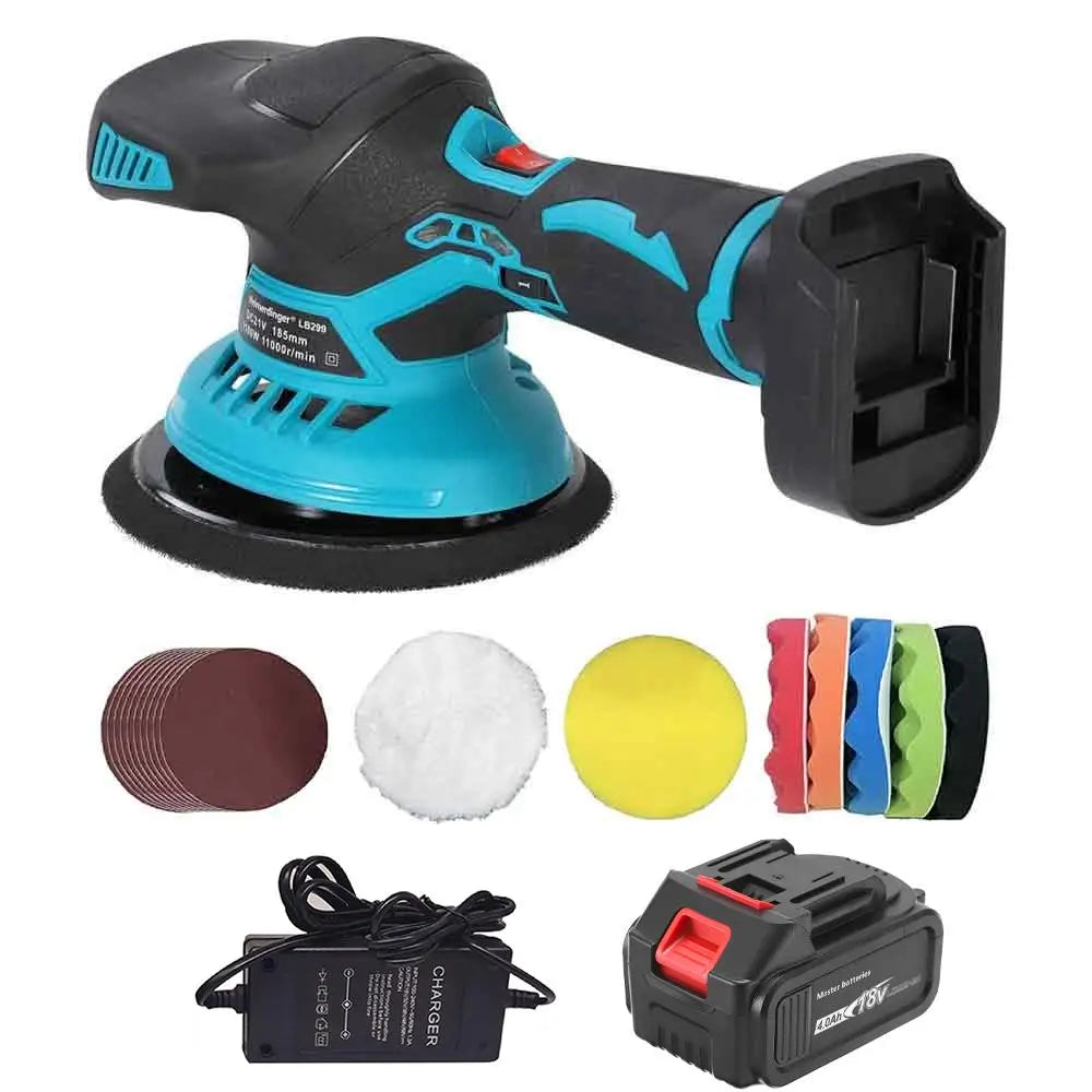 Heimerdinger 18V 150mm Cordless Mini Polisher Power Tools 1100W 11000rpm 6-Speed Low Noise Car/Furniture Polish