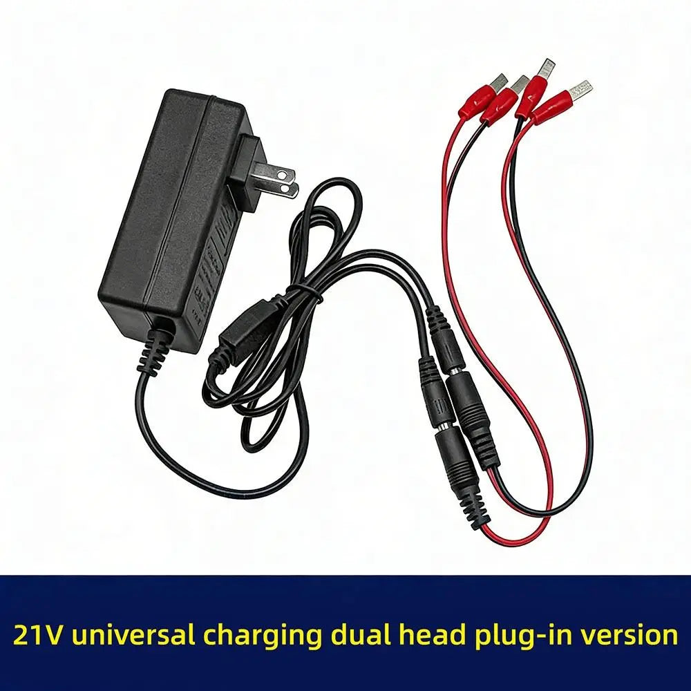 Portable 18/21V/24V Lithium Dual-head Charger Overload Prote