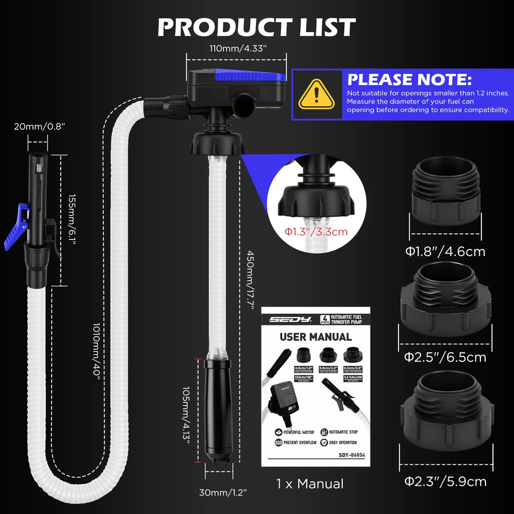 SEDY Upgraded Automatic Fuel Transfer Pump 3.2GPM Auto Stop 