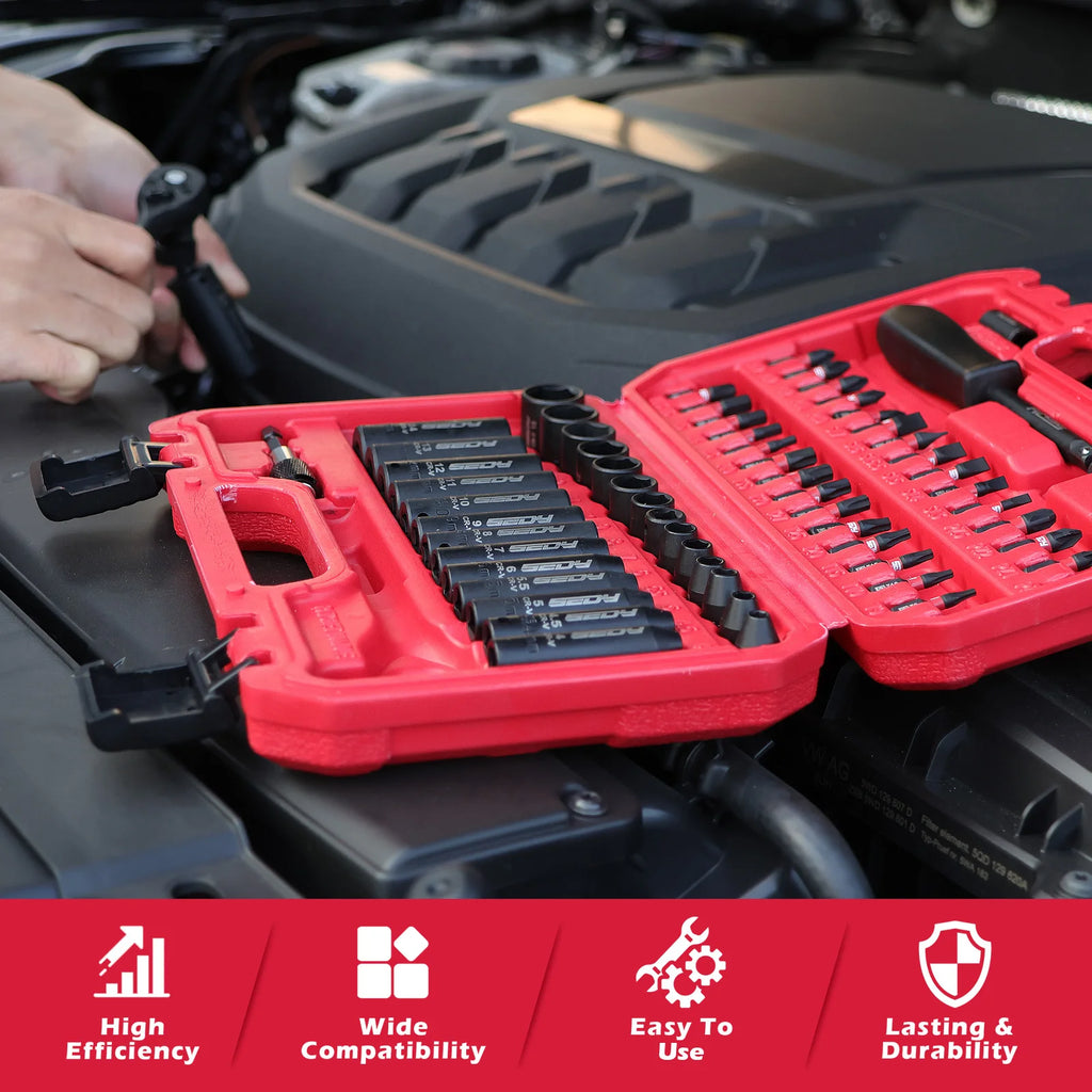 SEDY 64-Piece 1/4 Drive Impact Socket Wrench Driver-Bits Set