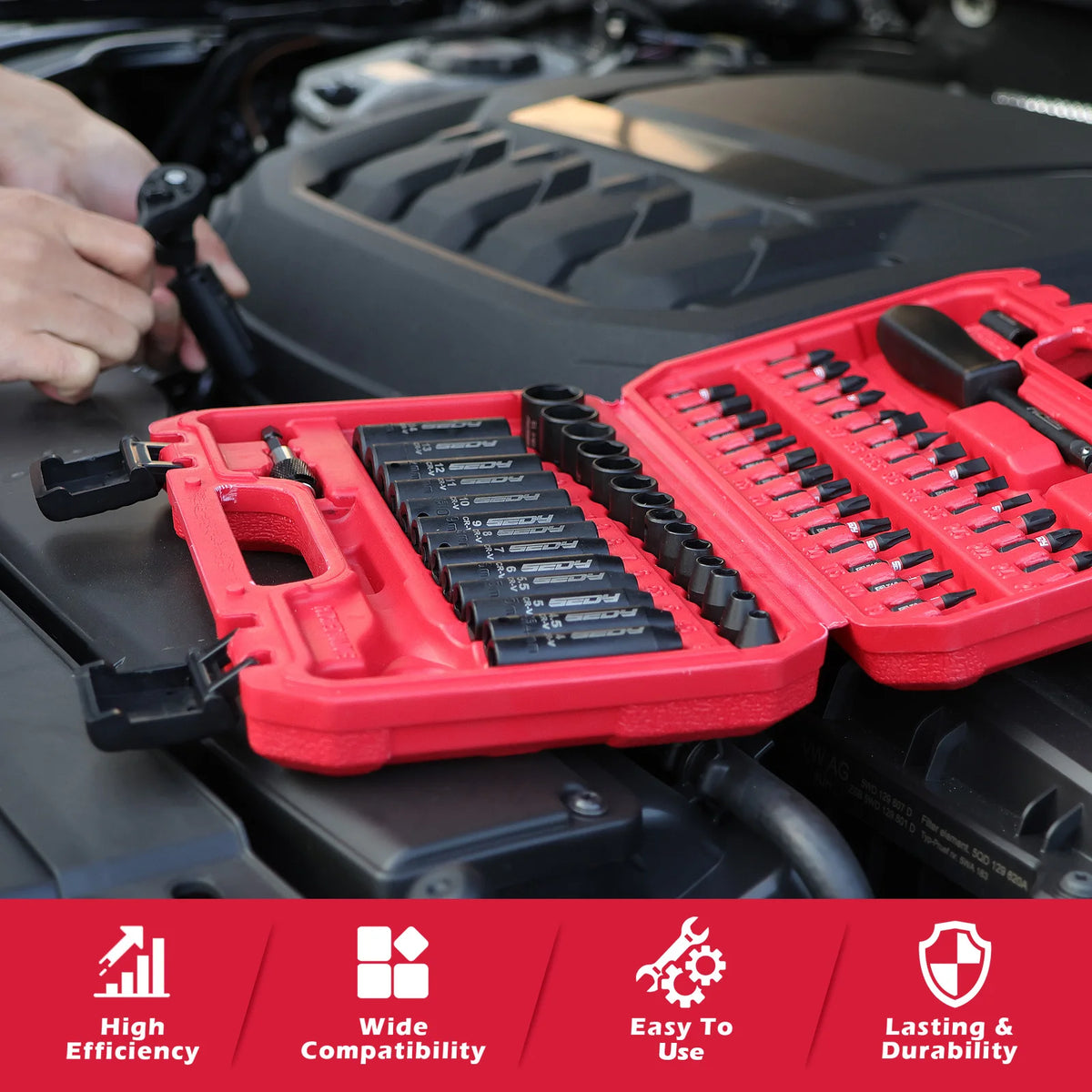 SEDY 64-Piece 1/4 Drive Impact Socket Wrench Driver-Bits Set