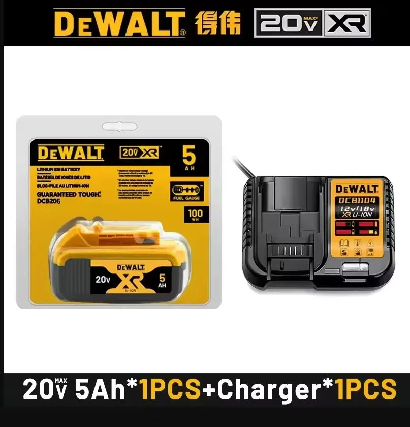 100% Original Dewalt 20V Battery 6.0Ah 5.0Ah DCB206 DCB205 20V Dewalt Power Tool Replacement Battery DCB200 DCB184 Fast Charger