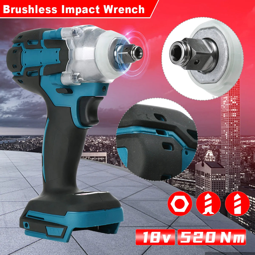 1/2 inch 520NM Brushless Cordless Electric Impact Wrench Pow