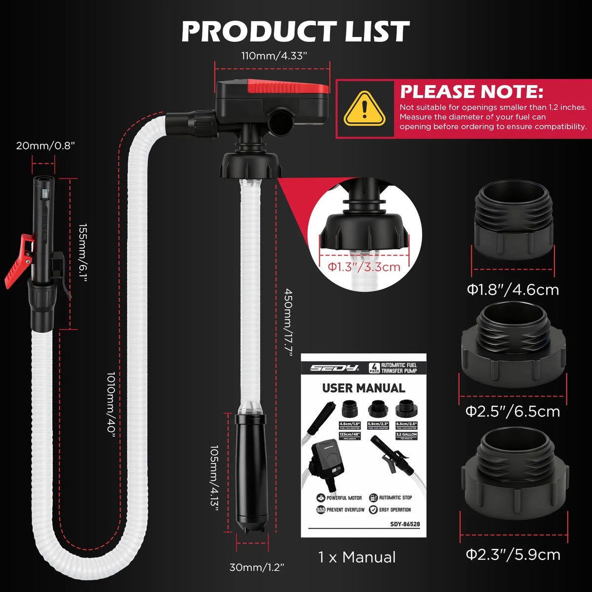 SEDY Automatic Fuel Transfer Pump with Auto-Stop Sensor(3.2 