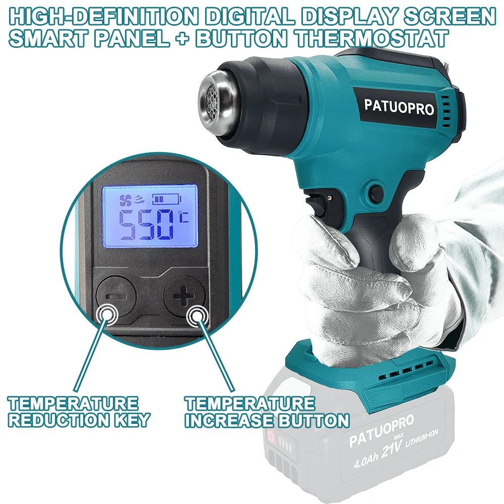 PATUOPRO Adjustable Temperatures Heat Gun 30-550 LED Display
