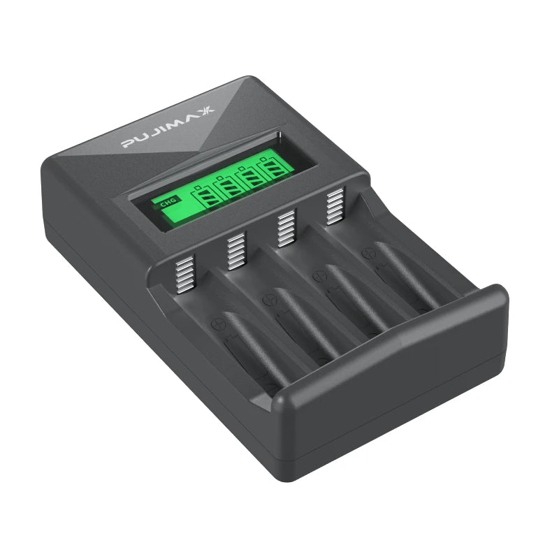 PUJIAMX AA/AAA Rechargeable Battery Charger LCD Display Portable Adapter USB Cable TypeC Batteries Interface Fast Charging Tool