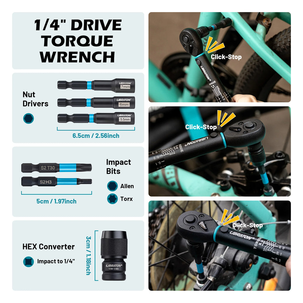 1/4 2-14Nm Bike Torque Wrench 21pcs Bike Torque Wrench Set S