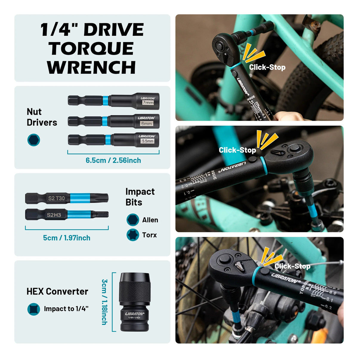 1/4 2-14Nm Bike Torque Wrench 21pcs Bike Torque Wrench Set S