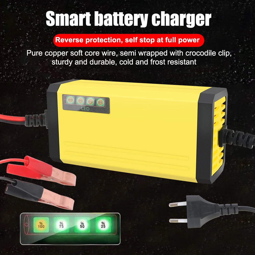 12V 2A Car Battery Charger EU Plug Tester Automatic Smart Di