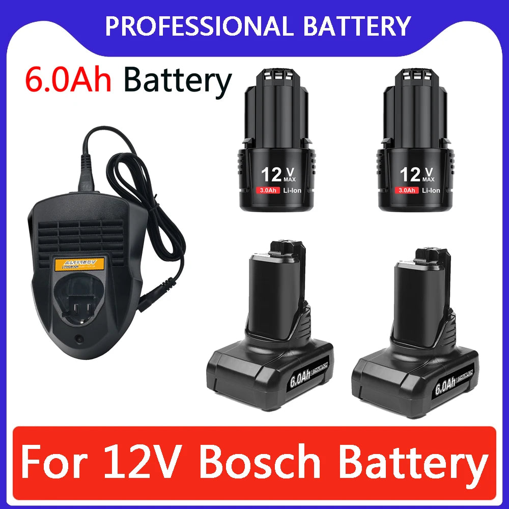 GBA12V 6000mAh for Bosch 12V/10.8V Li-ion Replacement Batter