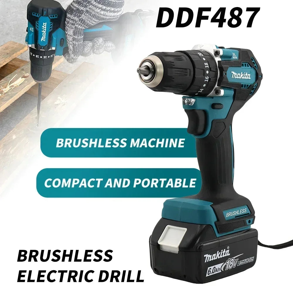 Makita DDF487 18V Brushless Cordless Drill Driver Compact Hi
