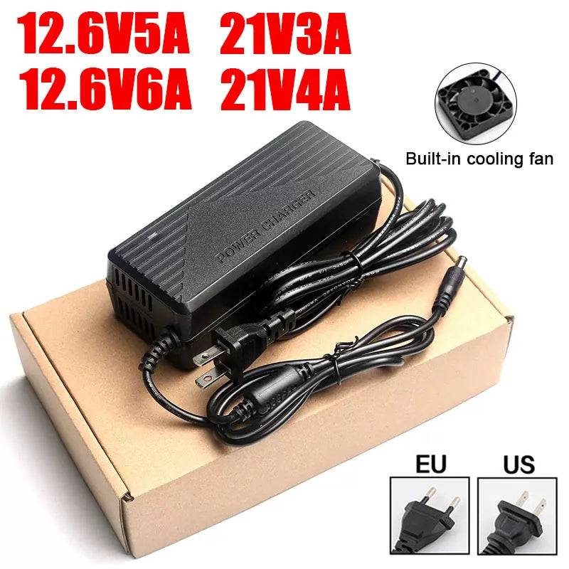 EU US Plug 21V 4A 3A Lithium Battery Pack Charger for Power 
