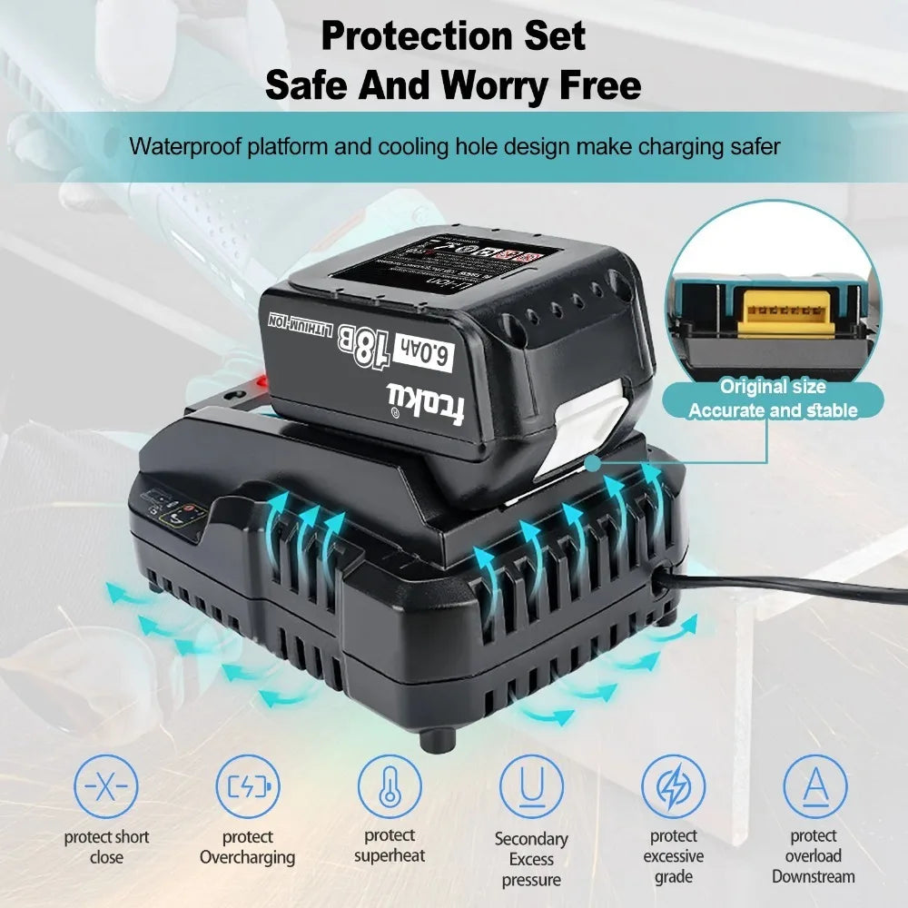 DC18RC Li-ion Battery 3A Charger for Makita 18V 14.4V BL1860
