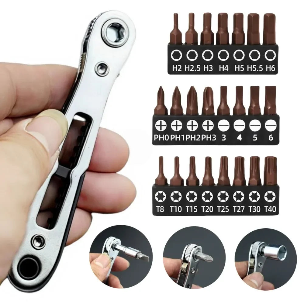 Right Angle Screwdriver Set Mini Ratcheting 90 Degree Offset