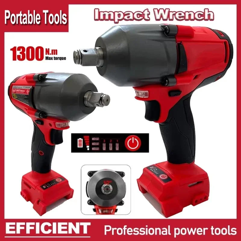 Fit Milwaukee Brushless Impact Wrench 1300NM Cordless Electr