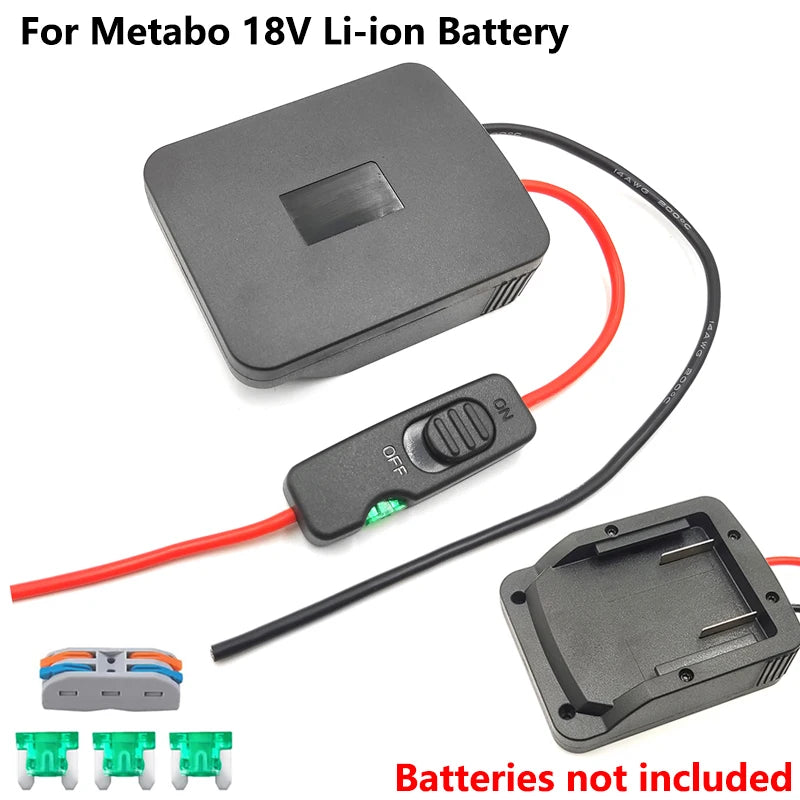 For Metabo Power Battery Adapter Wheel for 18V Li-ion Battery with 14 AWG Wire Fuse Switch for DIY Rc Car Toys DIY Adapter