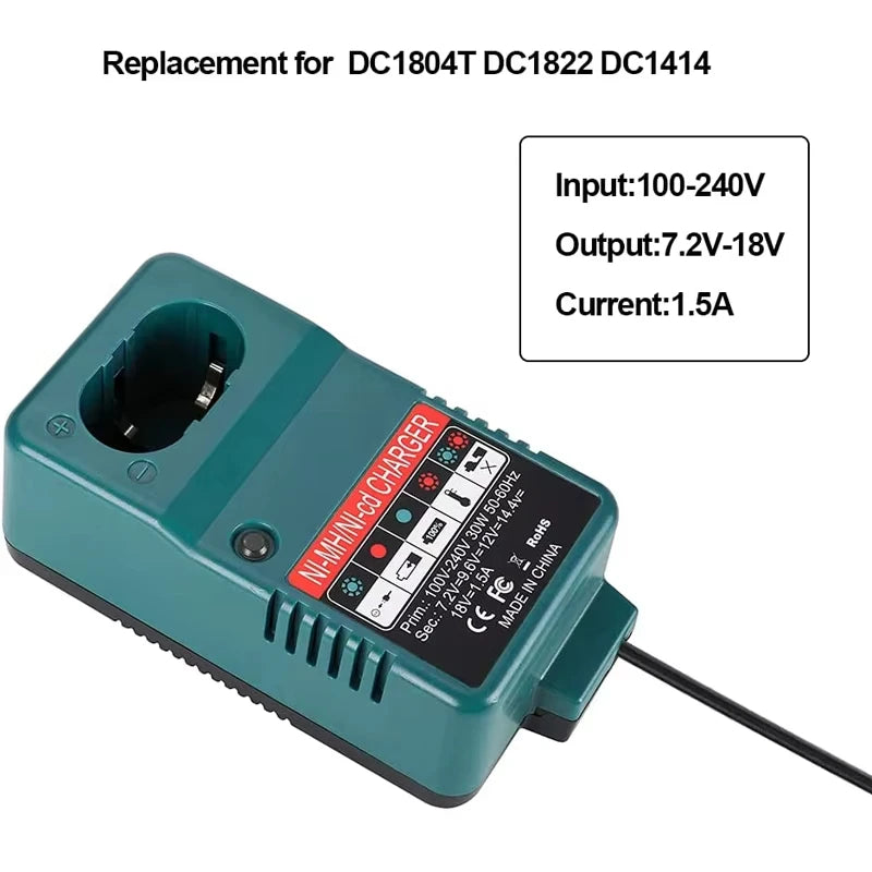 Battery Charger For Makita PA12 PA18 DC1804 DC1822 7.2V-18V 