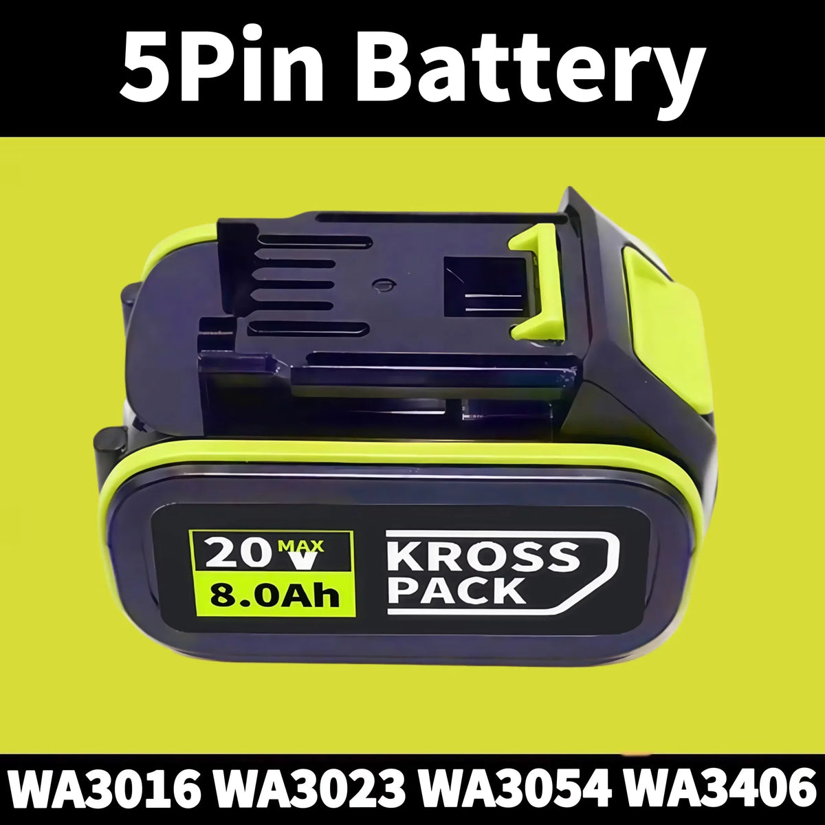 100% Orginal WORX Green 5-Pin Battery 20V 6.0 Ah/8.0 Ah Li-ion Battery Charger Suitable for Worx ROCKWELL Products Power Tools