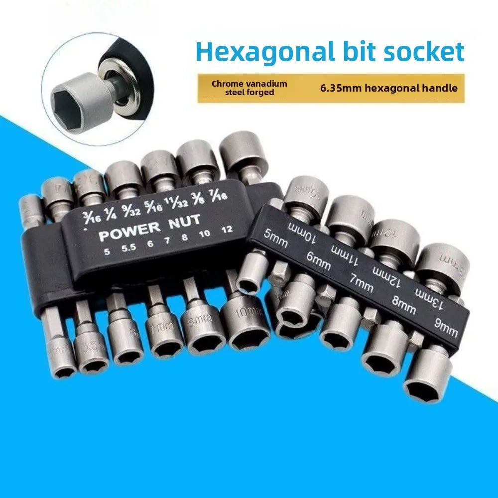 Powerful Socket Wrench Drill Bit Nut Driver Set 1/4 Shank He