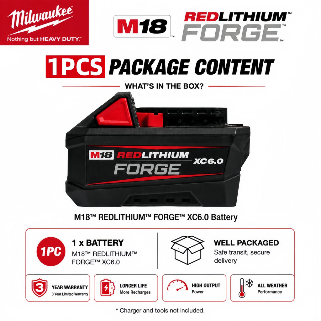 100% New Milwaukee M18 6.0Ah High Output Battery 18V Lithium-ion Rechargeable for Milwaukee M18 Cordless Power Tools 6Ah Battery