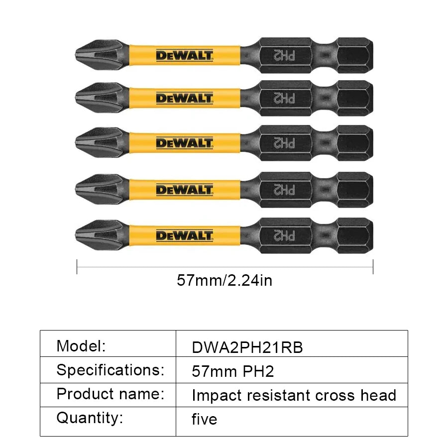 DEWALT 2/5/10PCS PH2 57mm Impact Screwdriver Bits Phillips B