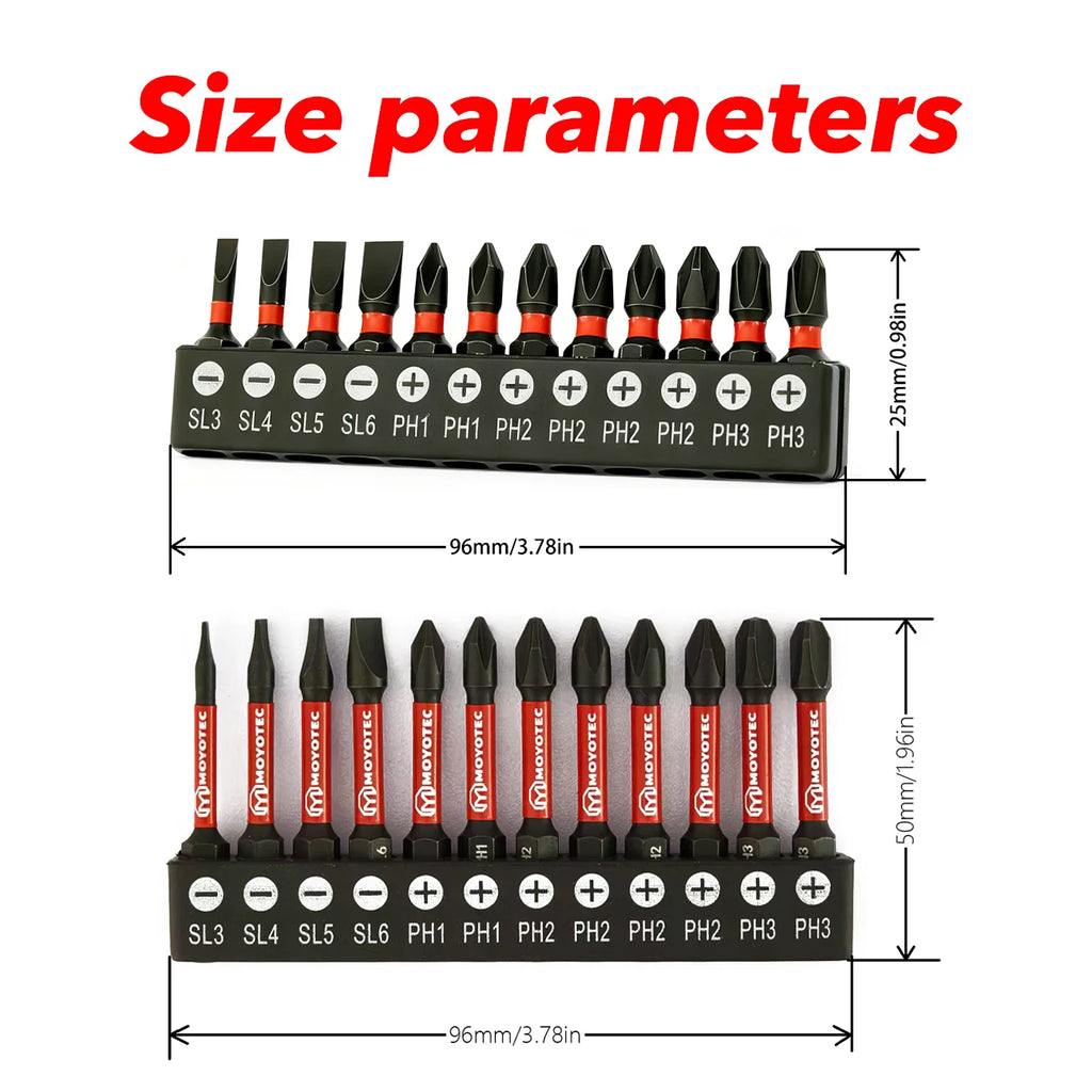 12/24 Pieces of Ph/Sl High-Strength Impact-Resistant Screwdr