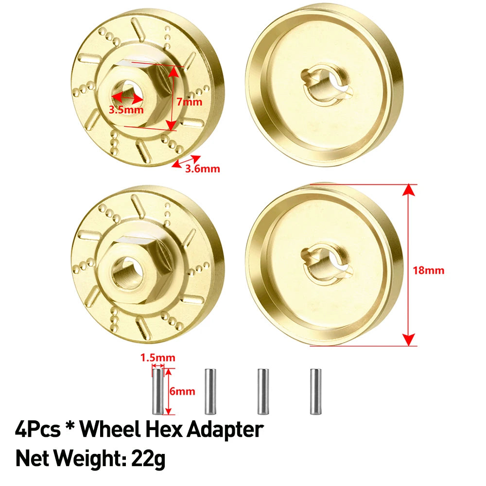 AXSPEED TRX4M Brass Weight Steering Link Blocks Knuckle Diff Cover Caster Blocks Hex Adapter for 1/18 TRX4M Upgrade Parts