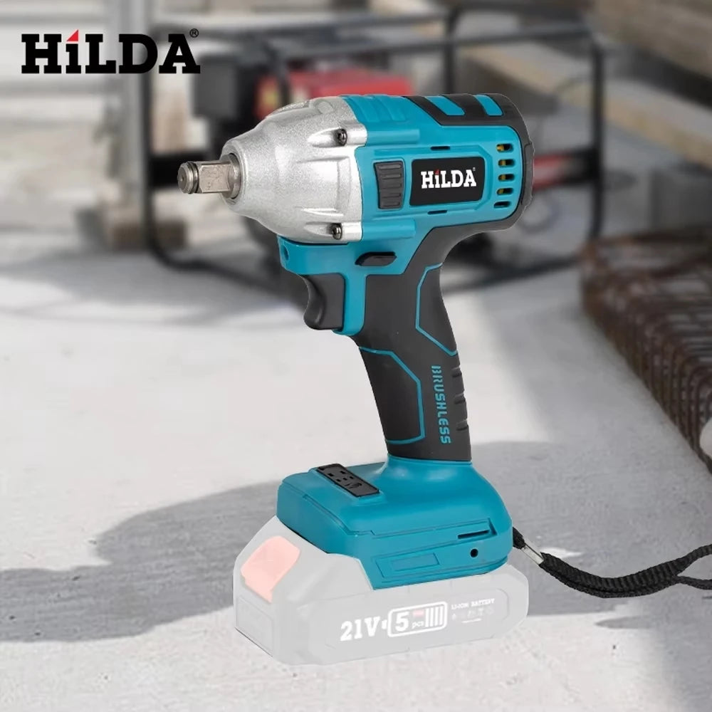 HILDA 1/2 Inch Brushless Impact Wrench LED Light Wrench Portable Power Tool For Scaffolding Tire Repair for Makita Battery