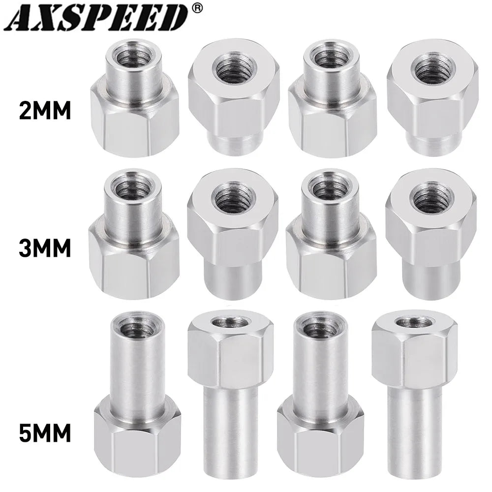 AXSPEED 4Pcs M2 Hex Wheel Nuts Extension Adapter 2/3/5mm for