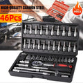 Hot 46Pcs 1/4 Drive Socket Wrench Set Ratchet Screwdriver & 