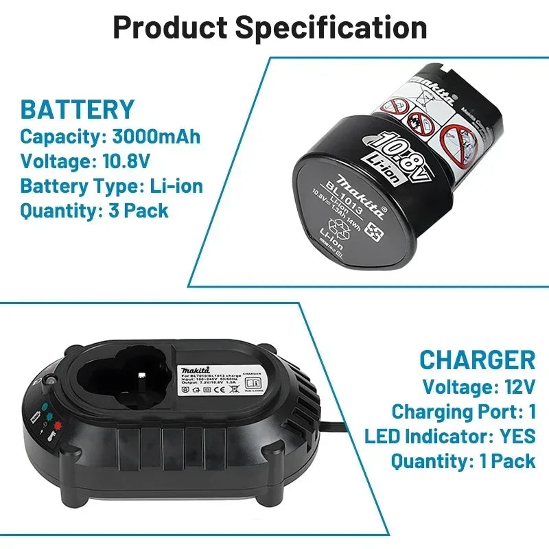 Makita 10.8V battery 3.0Ah2.0Ah rechargeable replacement too