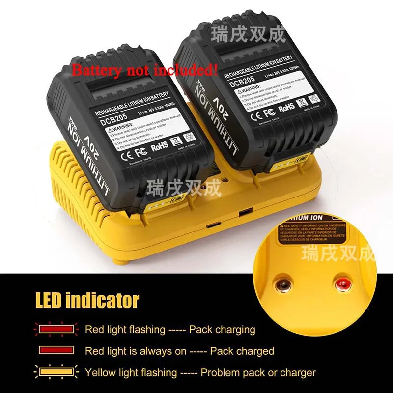 DCB102 Power Tool Lithium Battery 3A Double Charger For DeWa
