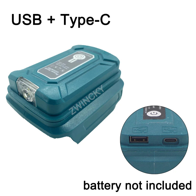 Adapter LED Working Light For Makita 14.4V/18V Li-on Battery BL1830 BL1430 BL1850 Dual USB Converter with LED Lamp for Makita
