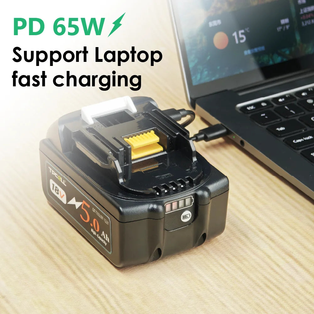 TPCELL PD65W 4/5/6AH For MKT 18V Battery with Type-C Input/O