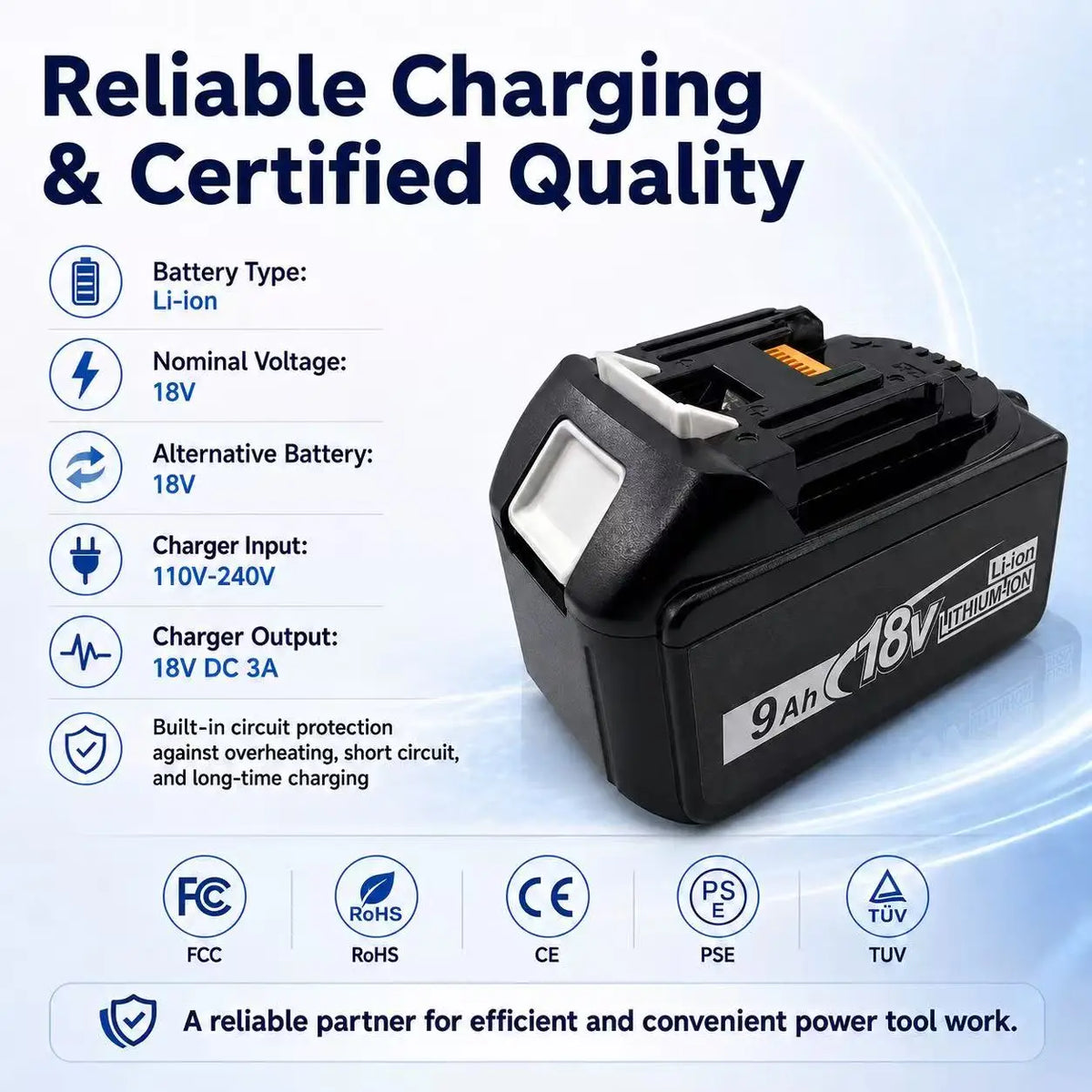 For Makita18V 9.0Ah Li-ion Replacement Battery BL1860B BL186