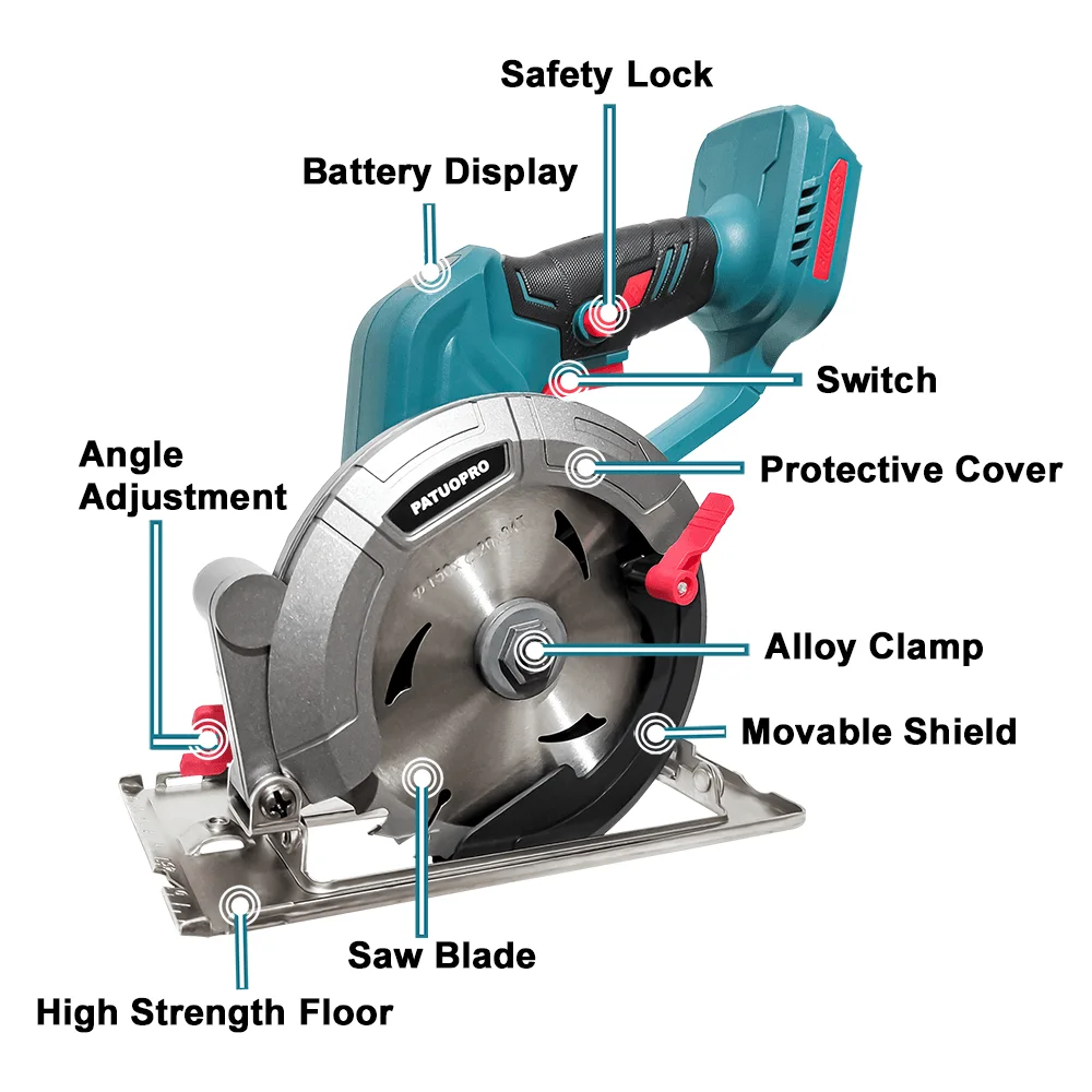 PATUOPRO 6 Inch Brushless Circular Saw Compact Electric Saw 