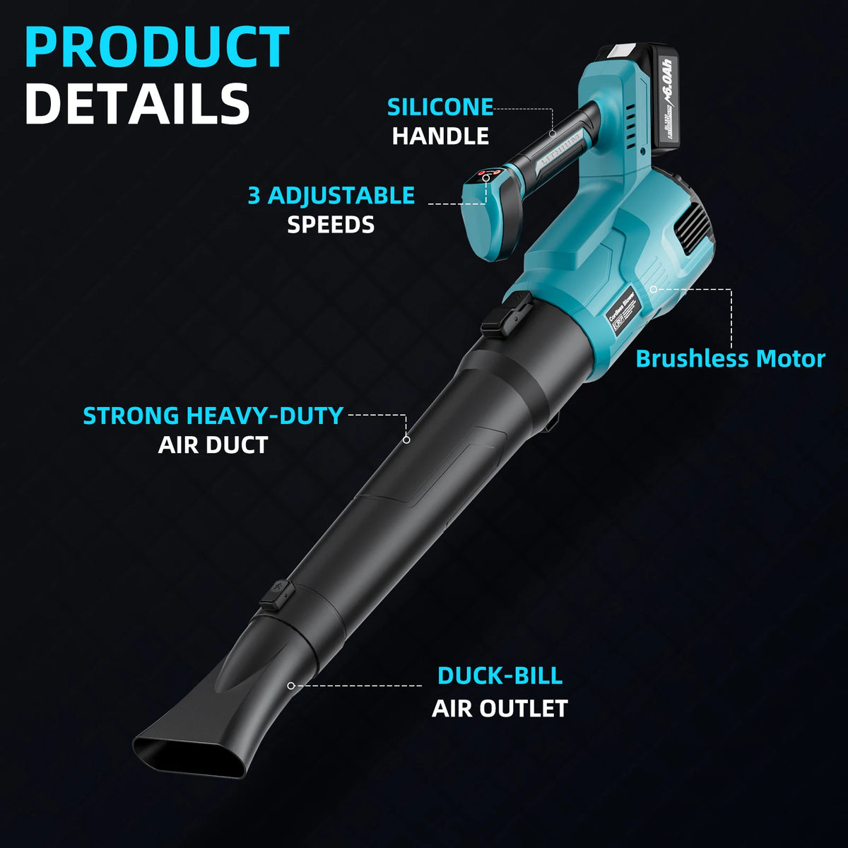 Cordless Leaf Blower For Makita 18V Battery 3-Speed Cannon B