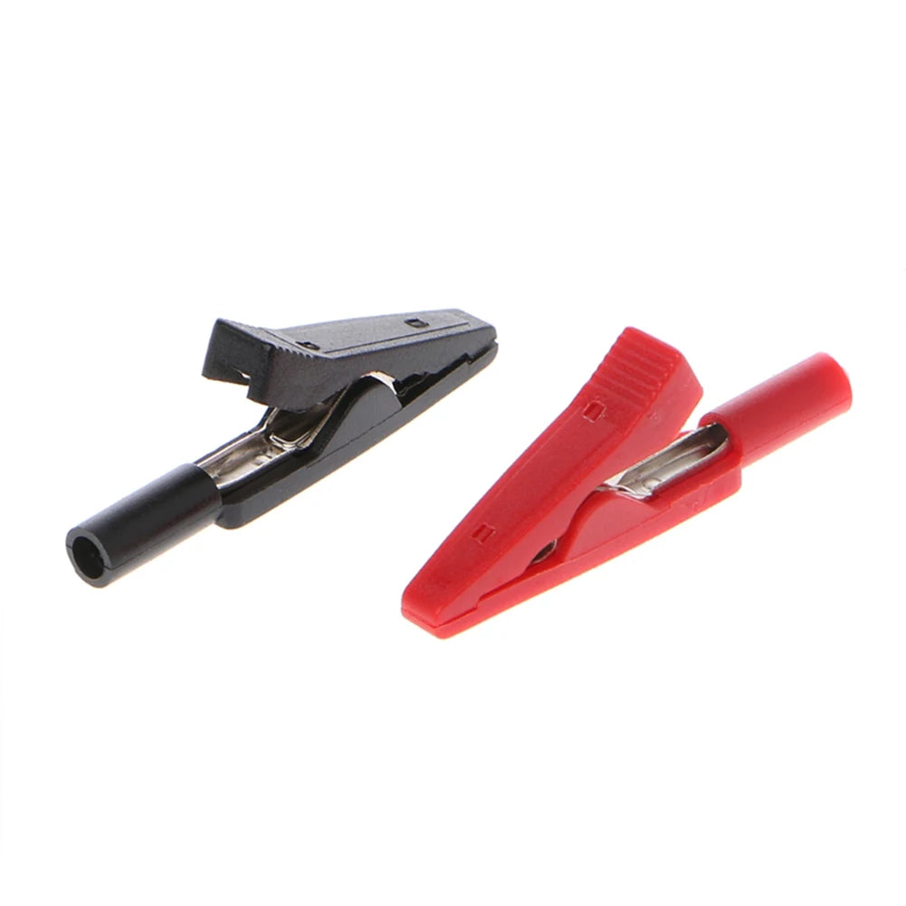 2Pcs Insulated Alligator Clip 2mm Battery Test Clip Banana F