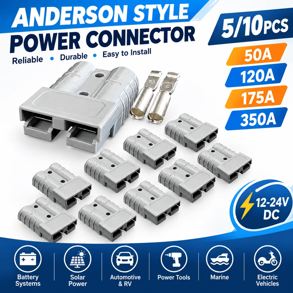 5/10pcs 50A/120A/175A/350A Anderson Style Plug Connectors 12