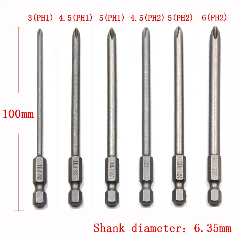 10pc Cross 100mm Hexagonal Handle Screwdriver Set Magnetic S