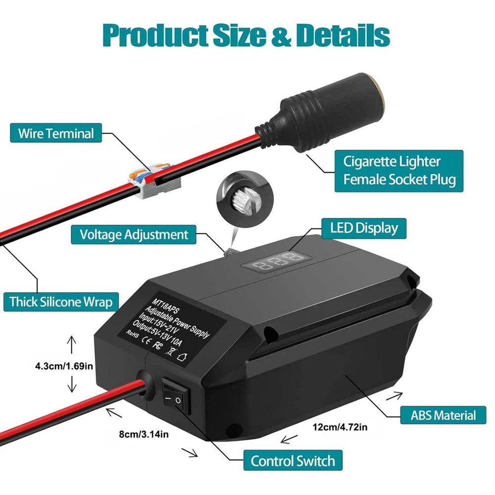 Power Wheel Adapter 18V to 12V Step Down Converter For Makit